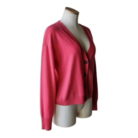 INTERMIX Roya Cashmere Pink Cardigan Sweater Button Down Long Sleeves Size Small - Picture 9 of 11